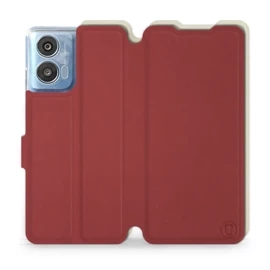 Hülle für Motorola Moto G04 - Farbe Dunkelrot mit Platin