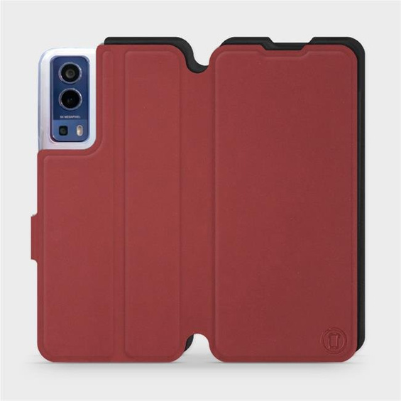 Hülle für Vivo Y72 5G - Farbe Dunkelrot mit Schwarz