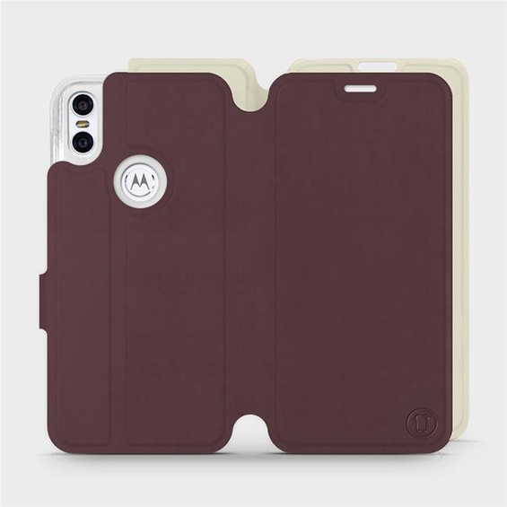 Hülle für Motorola One - Farbe Burgund mit Platin