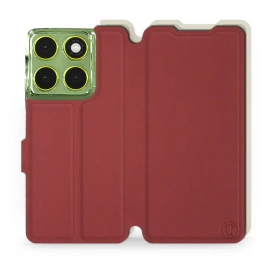 Hülle für Motorola Edge 70 - Farbe Dunkelrot mit Platin