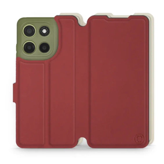 Hülle für Motorola Moto G15 - Farbe Dunkelrot mit Platin