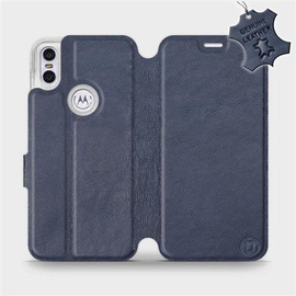 Hülle für Motorola One - Farbe Blue Leather