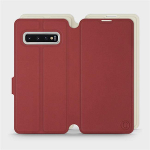 Hülle für Samsung Galaxy S10 - Farbe Dunkelrot mit Platin