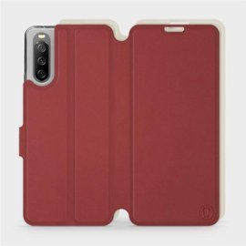 Hülle für Sony Xperia 10 III - Farbe Dunkelrot mit Platin