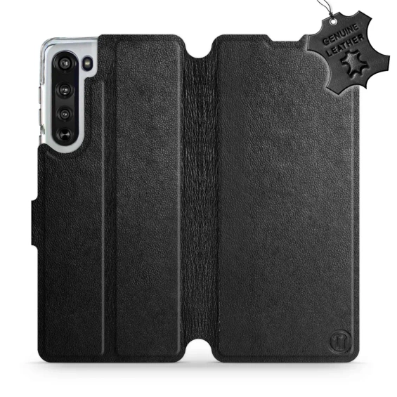 Hülle für Motorola Edge - Farbe Black Leather