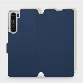 Hülle für Motorola Edge - Farbe Marineblau mit Platin