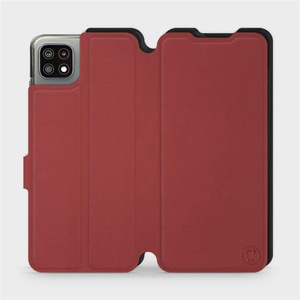 Hülle für Samsung Galaxy A22 5G - Farbe Dunkelrot mit Schwarz