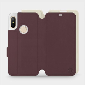 Hülle für Xiaomi Mi A2 Lite - Farbe Burgund mit Platin