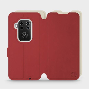 Hülle für Motorola One Zoom - Farbe Dunkelrot mit Platin