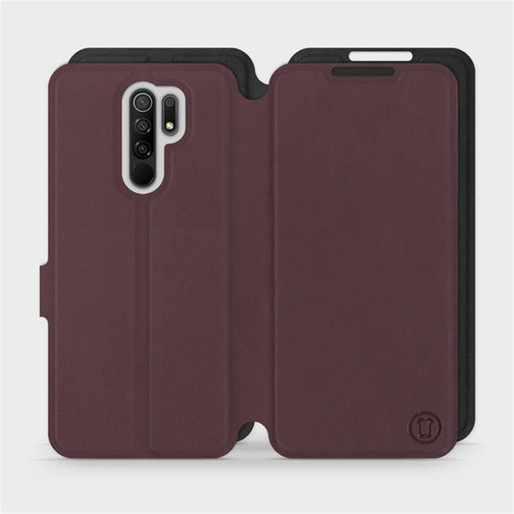 Hülle für Xiaomi Redmi 9 - Farbe Burgund mit Schwarz