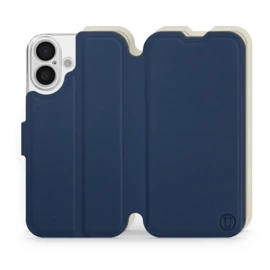 Hülle für Apple iPhone 16 - Farbe Marineblau mit Platin