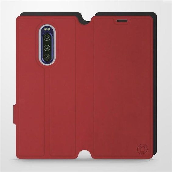 Hülle für Sony Xperia 1 - Farbe Dunkelrot mit Schwarz