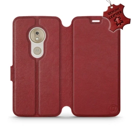 Hülle für Motorola Moto G7 Play - Farbe Dark Red Leather