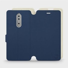 Hülle für Nokia 8 - Farbe Marineblau mit Platin