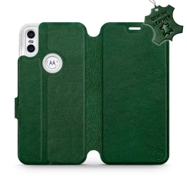 Hülle für Motorola One - Farbe Green Leather
