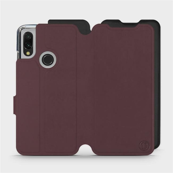 Hülle für Xiaomi Redmi 7 - Farbe Burgund mit Schwarz