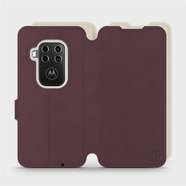 Hülle für Motorola One Zoom - Farbe Burgund mit Platin
