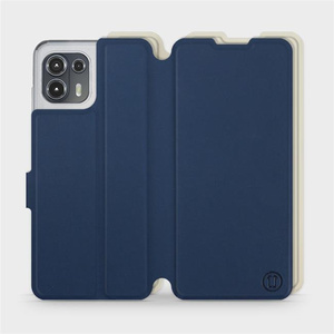 Hülle für Motorola Edge 20 Lite - Farbe Marineblau mit Platin