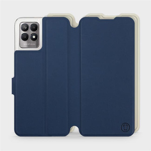 Hülle für Realme 8i - Farbe Marineblau mit Platin