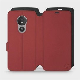 Hülle für Motorola Moto G7 Power - Farbe Dunkelrot mit Schwarz