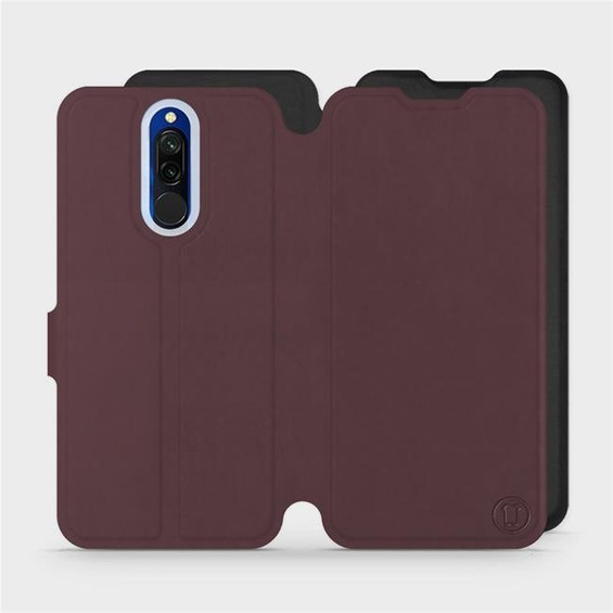 Hülle für Xiaomi Redmi 8 - Farbe Burgund mit Schwarz