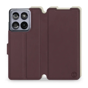 Hülle für Motorola Edge 60 Fusion - Farbe Burgund mit Platin