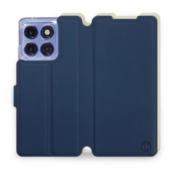 Hülle für Motorola Edge 60 Pro - Farbe Marineblau mit Platin
