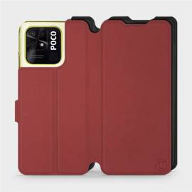 Hülle für Xiaomi POCO C40 - Farbe Dunkelrot mit Schwarz