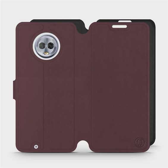 Hülle für Motorola Moto G6 - Farbe Burgund mit Schwarz