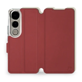 Hülle für Vivo V50 Lite - Farbe Dunkelrot mit Platin