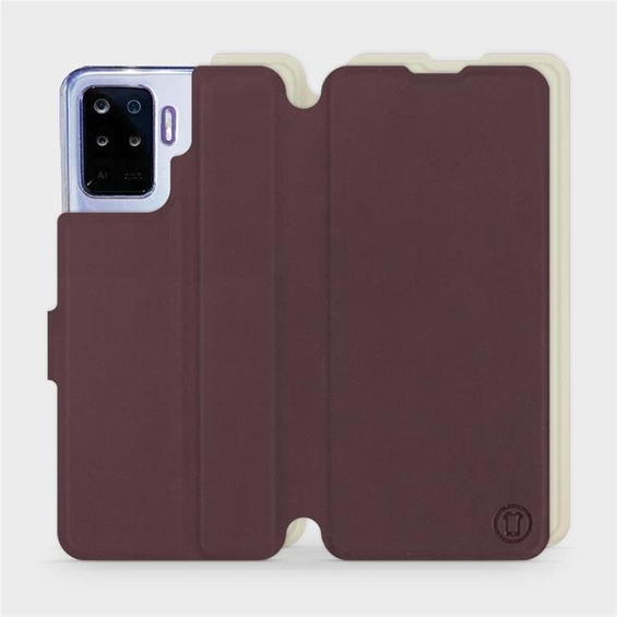 Hülle für OPPO Reno 5 Lite - Farbe Burgund mit Platin
