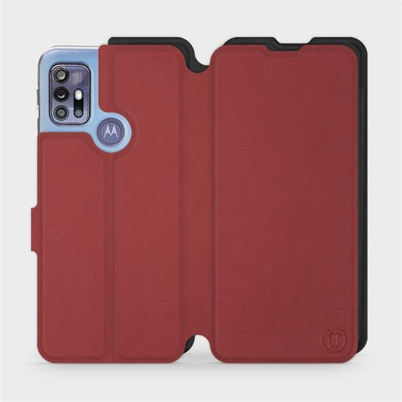 Hülle für Motorola Moto G30 - Farbe Dunkelrot mit Schwarz