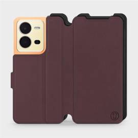 Hülle für Vivo X80 Lite - Farbe Burgund mit Schwarz