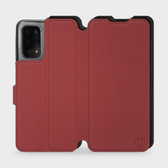 Hülle für OPPO A74 5G - Farbe Dunkelrot mit Schwarz