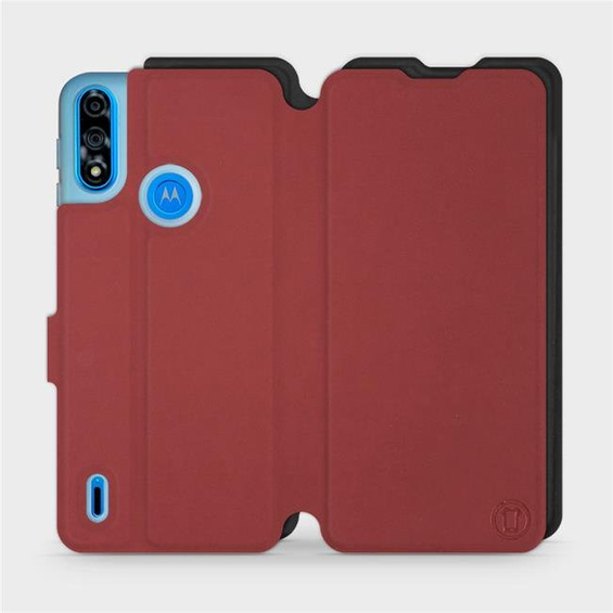Hülle für Motorola Moto E7i Power - Farbe Dunkelrot mit Schwarz