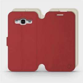 Hülle für Samsung Galaxy J3 2016 - Farbe Dunkelrot mit Platin