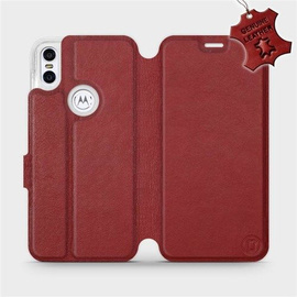 Hülle für Motorola One - Farbe Dark Red Leather