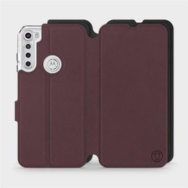 Hülle für Motorola One Fusion Plus - Farbe Burgund mit Schwarz