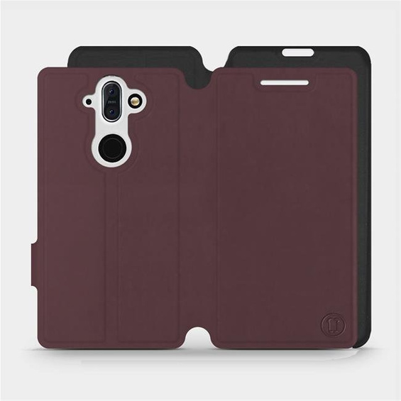 Hülle für Nokia 8 Sirocco - Farbe Burgund mit Schwarz