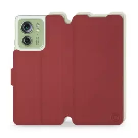 Hülle für Motorola Edge 40 - Farbe Dunkelrot mit Platin