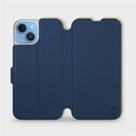 Hülle für Apple iPhone 14 - Farbe Marineblau mit Platin