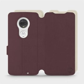 Hülle für Motorola Moto G7 Plus - Farbe Burgund mit Platin