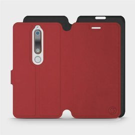 Hülle für Nokia 6.1 - Farbe Dunkelrot mit Schwarz