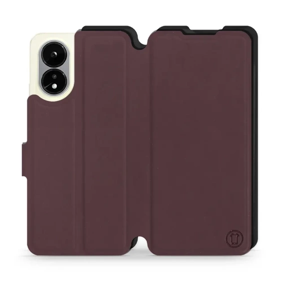 Hülle für OPPO A38 - Farbe Burgund mit Schwarz