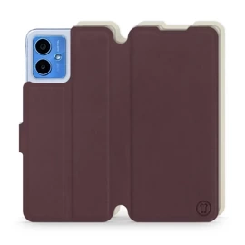 Hülle für Motorola Moto G14 - Farbe Burgund mit Platin