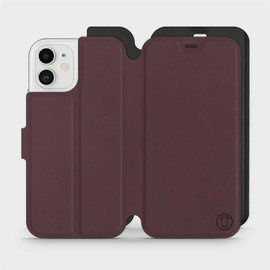 Hülle für Apple iPhone 12 - Farbe Burgund mit Schwarz