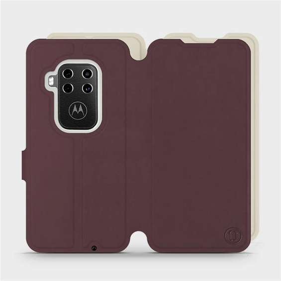 Hülle für Motorola One Zoom - Farbe Burgund mit Platin