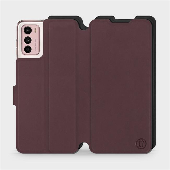 Hülle für Motorola Moto G42 - Farbe Burgund mit Schwarz