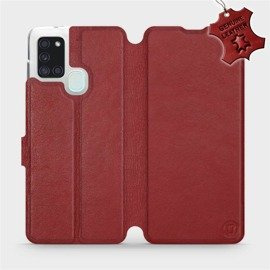 Hülle für Samsung Galaxy A21S - Farbe Dark Red Leather
