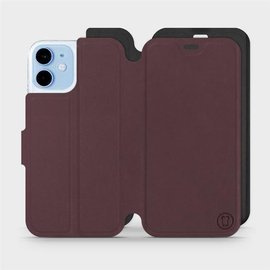 Hülle für Apple iPhone 12 mini - Farbe Burgund mit Schwarz